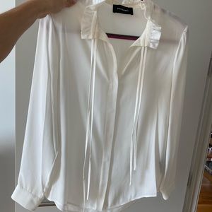 The Kooples long-sleeve house with tie and ruffle detail around the neck